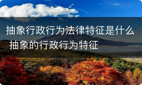 抽象行政行为法律特征是什么 抽象的行政行为特征
