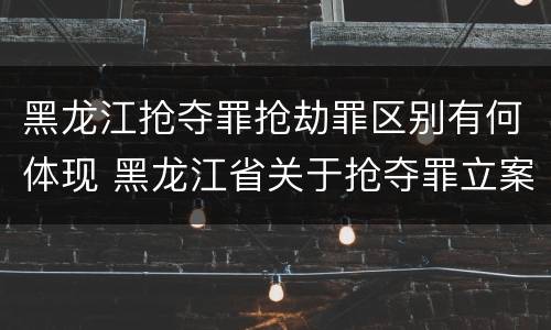 黑龙江抢夺罪抢劫罪区别有何体现 黑龙江省关于抢夺罪立案标准