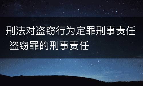 刑法对盗窃行为定罪刑事责任 盗窃罪的刑事责任