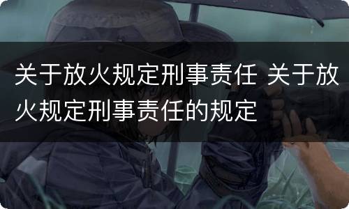 关于放火规定刑事责任 关于放火规定刑事责任的规定