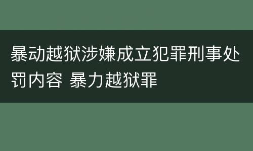 暴动越狱涉嫌成立犯罪刑事处罚内容 暴力越狱罪