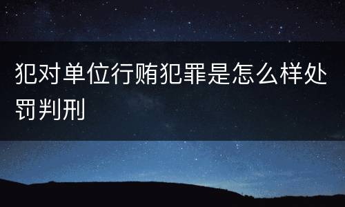 犯对单位行贿犯罪是怎么样处罚判刑
