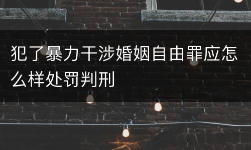 犯了暴力干涉婚姻自由罪应怎么样处罚判刑