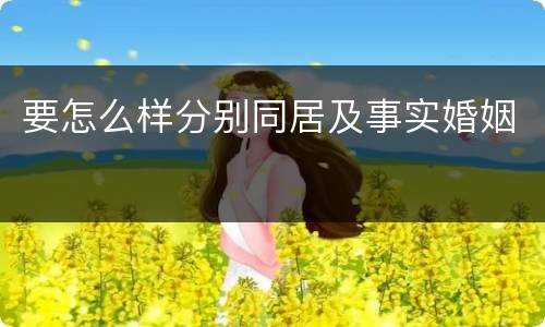 要怎么样分别同居及事实婚姻