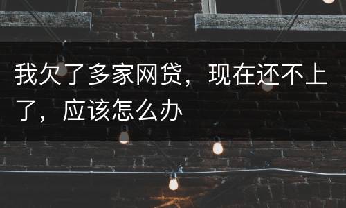我欠了多家网贷，现在还不上了，应该怎么办