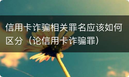 信用卡诈骗相关罪名应该如何区分（论信用卡诈骗罪）