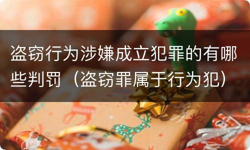 盗窃行为涉嫌成立犯罪的有哪些判罚（盗窃罪属于行为犯）