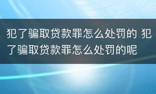 犯了骗取贷款罪怎么处罚的 犯了骗取贷款罪怎么处罚的呢
