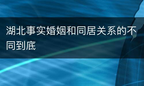 湖北事实婚姻和同居关系的不同到底