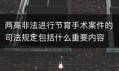 两高非法进行节育手术案件的司法规定包括什么重要内容