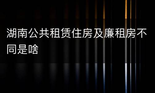 湖南公共租赁住房及廉租房不同是啥
