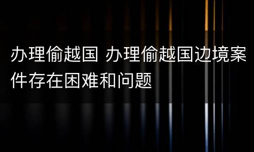 办理偷越国 办理偷越国边境案件存在困难和问题