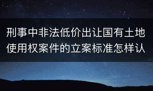 刑事中非法低价出让国有土地使用权案件的立案标准怎样认定