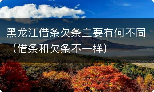 黑龙江借条欠条主要有何不同（借条和欠条不一样）