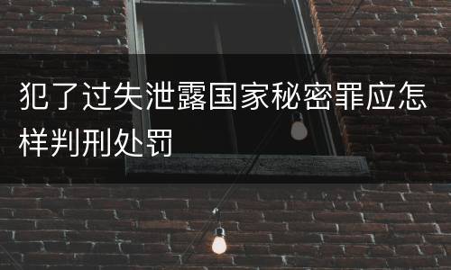 犯了过失泄露国家秘密罪应怎样判刑处罚