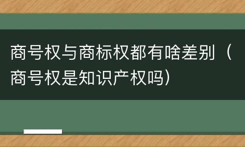 商号权与商标权都有啥差别（商号权是知识产权吗）