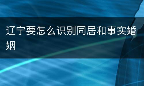 辽宁要怎么识别同居和事实婚姻