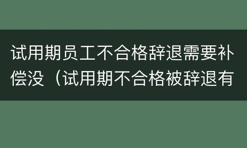 试用期员工不合格辞退需要补偿没（试用期不合格被辞退有补偿吗）