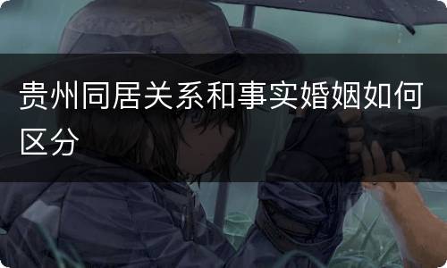 贵州同居关系和事实婚姻如何区分