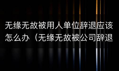 无缘无故被用人单位辞退应该怎么办（无缘无故被公司辞退怎么办）