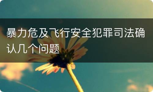 暴力危及飞行安全犯罪司法确认几个问题