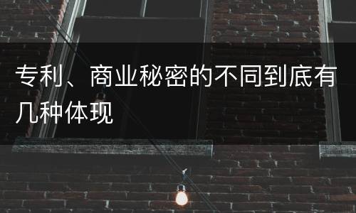 专利、商业秘密的不同到底有几种体现