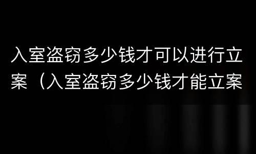 入室盗窃多少钱才可以进行立案（入室盗窃多少钱才能立案）