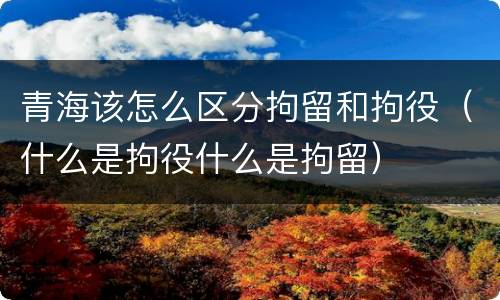 青海该怎么区分拘留和拘役（什么是拘役什么是拘留）