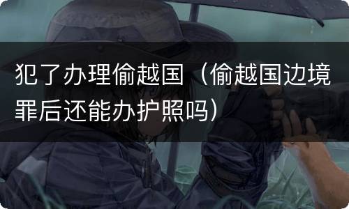 犯了办理偷越国（偷越国边境罪后还能办护照吗）