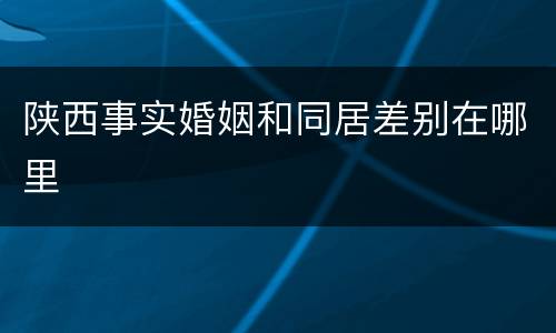 陕西事实婚姻和同居差别在哪里