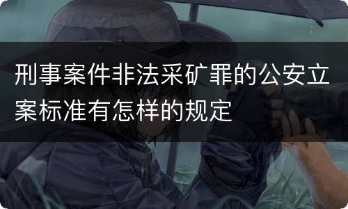 刑事案件非法采矿罪的公安立案标准有怎样的规定