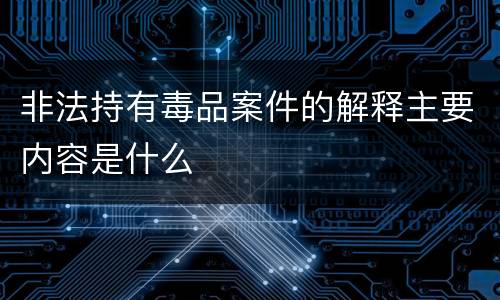 非法持有毒品案件的解释主要内容是什么