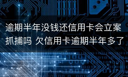 逾期半年没钱还信用卡会立案抓捕吗 欠信用卡逾期半年多了会坐牢吗?