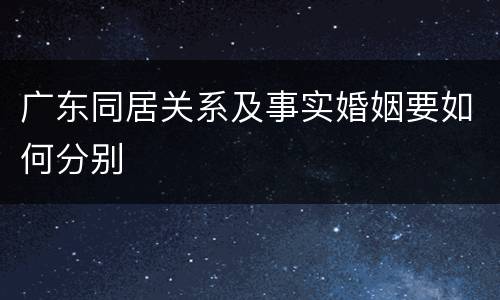 广东同居关系及事实婚姻要如何分别