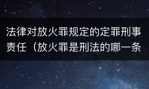 法律对放火罪规定的定罪刑事责任（放火罪是刑法的哪一条）