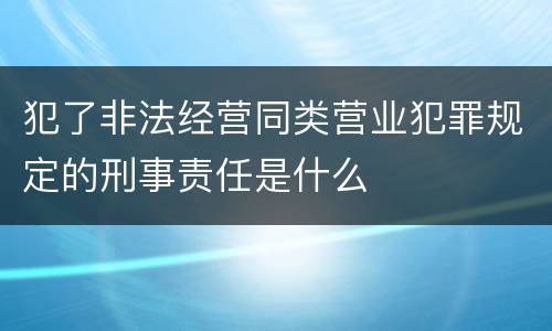 犯了非法经营同类营业犯罪规定的刑事责任是什么