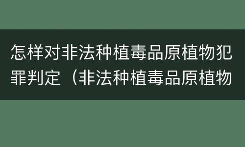 怎样对非法种植毒品原植物犯罪判定（非法种植毒品原植物罪情节严重的三种情形是什么）