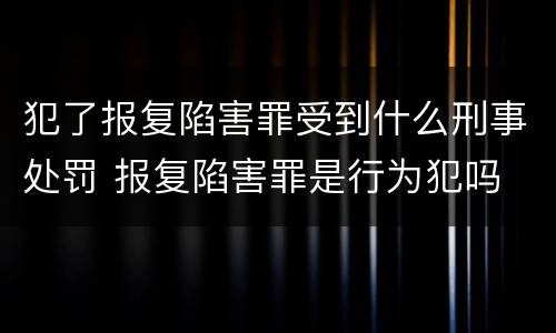 犯了报复陷害罪受到什么刑事处罚 报复陷害罪是行为犯吗
