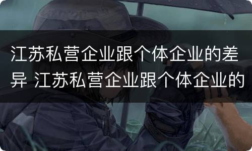 江苏私营企业跟个体企业的差异 江苏私营企业跟个体企业的差异是什么