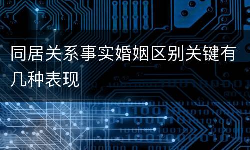 同居关系事实婚姻区别关键有几种表现