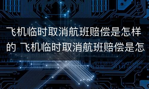 飞机临时取消航班赔偿是怎样的 飞机临时取消航班赔偿是怎样的情况