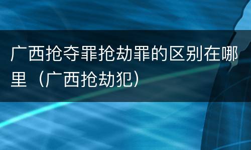 广西抢夺罪抢劫罪的区别在哪里（广西抢劫犯）