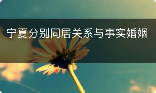 宁夏分别同居关系与事实婚姻