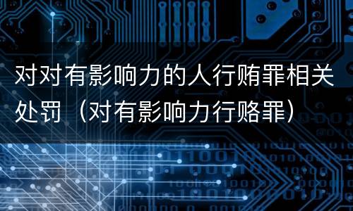 对对有影响力的人行贿罪相关处罚（对有影响力行赂罪）