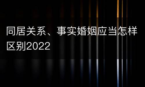同居关系、事实婚姻应当怎样区别2022
