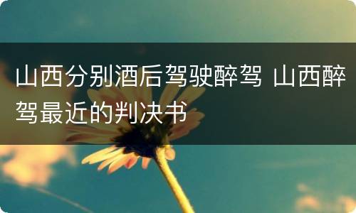 山西分别酒后驾驶醉驾 山西醉驾最近的判决书