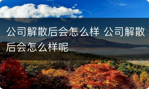 公司解散后会怎么样 公司解散后会怎么样呢