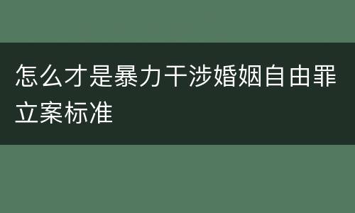 怎么才是暴力干涉婚姻自由罪立案标准