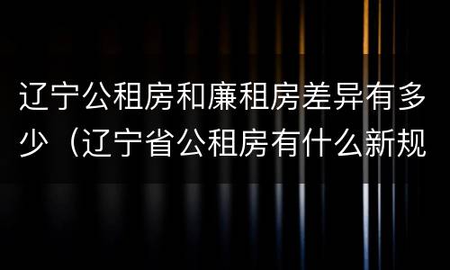 辽宁公租房和廉租房差异有多少（辽宁省公租房有什么新规定）