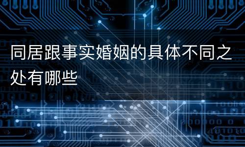 同居跟事实婚姻的具体不同之处有哪些